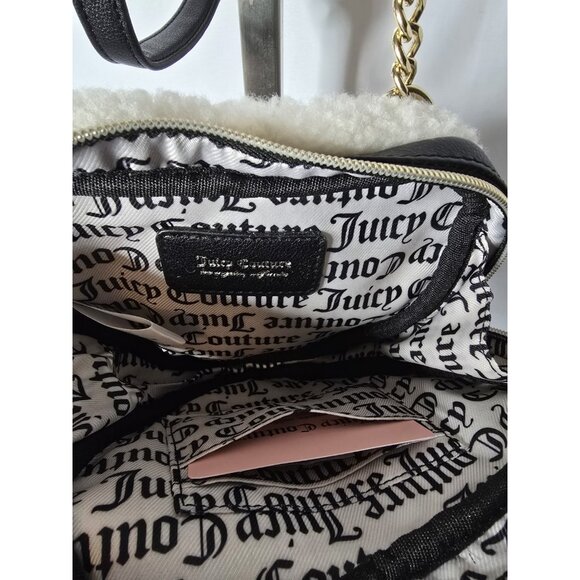 Juicy Couture Licorice Shear Genius Crossbody Black Heart White Faux Fur NWT - Picture 5 of 8